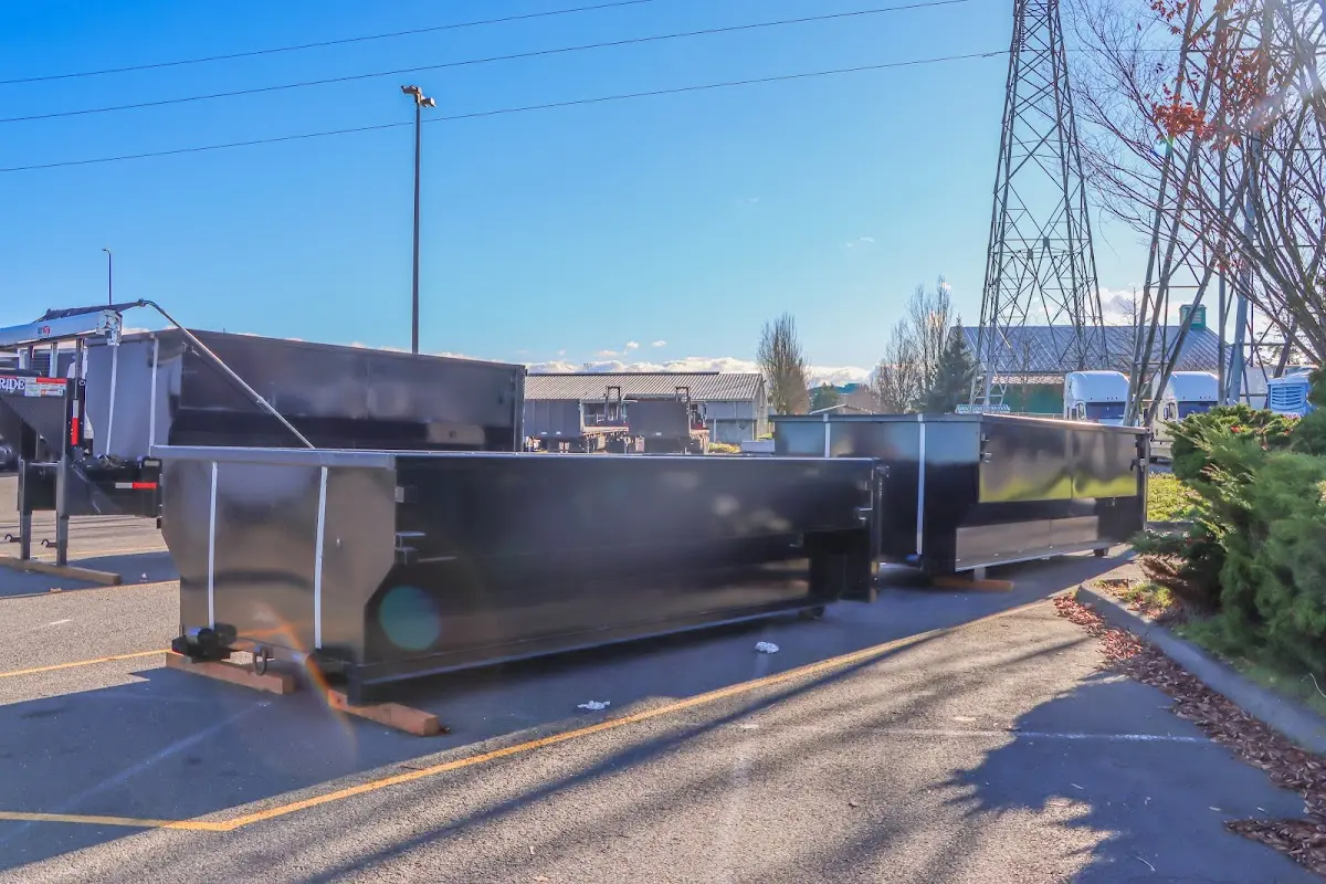 Roll-off dumpster ready for waste disposal at job site for 8 Yard Dumpster Rental in Evesham